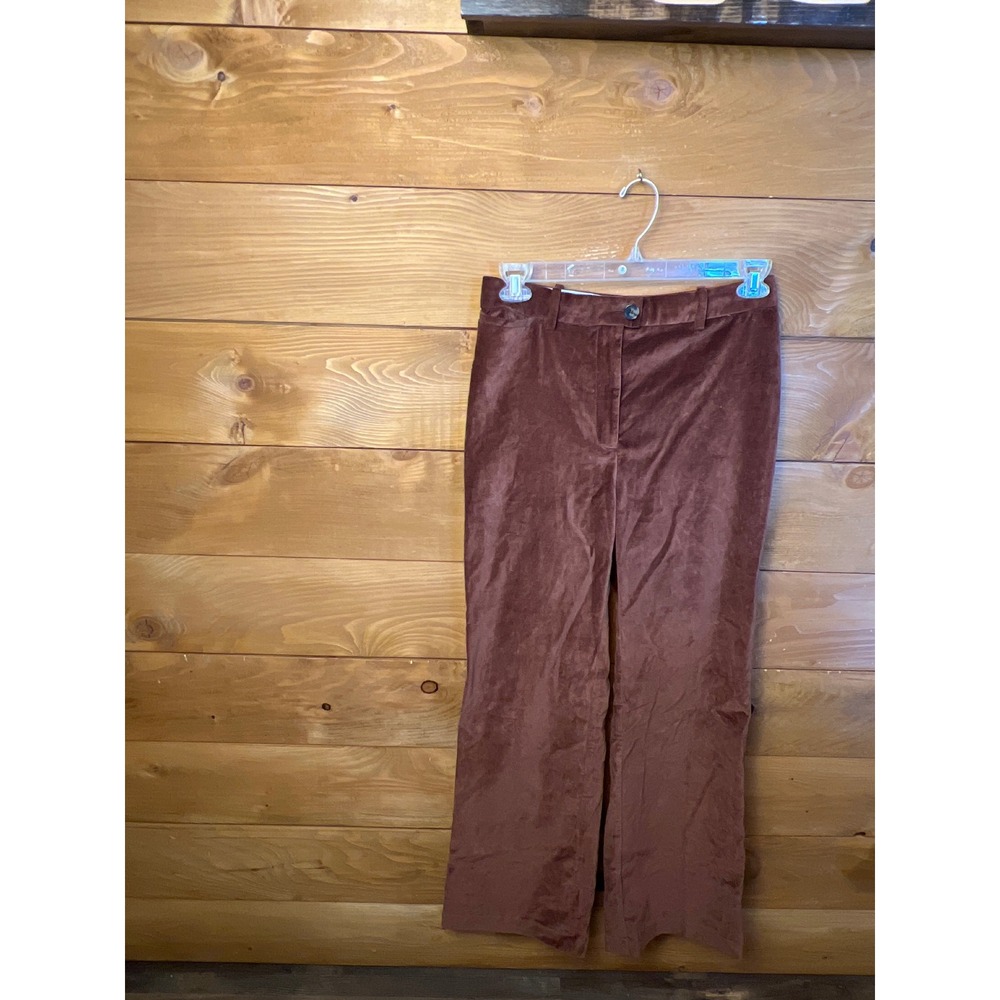 Wilfred by Aritzia Women Velvet Pant Wide Leg Brown Casual Career Office 10 chic